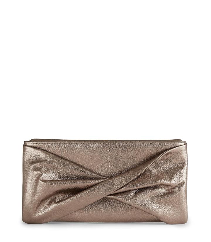 Reiss Beau Metallic - Metallic Clutch In Yellow, Womens