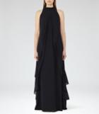 Reiss Delani - Ruffle-detail Maxi Dress In Blue, Womens, Size 0