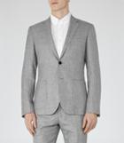 Reiss Roman B - Mens Herringbone Weave Blazer In Grey, Size 38