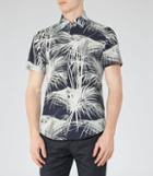 Reiss Mccawly - Mens Palm Print Shirt In Blue, Size Xs