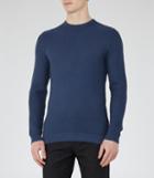 Reiss Windmill - Textured Crew Neck Jumper In Blue, Mens, Size S