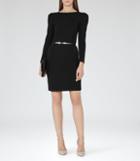 Reiss Nessa - Womens Puff-sleeve Jersey Dress In Black, Size 6