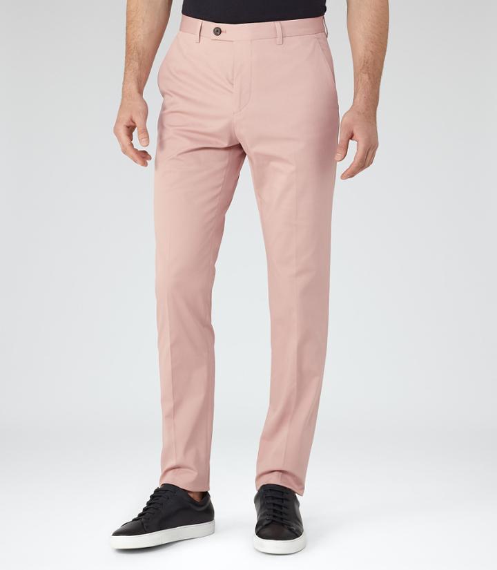 Reiss Paris - Mens Slim Tailored Trousers In Pink, Size 28