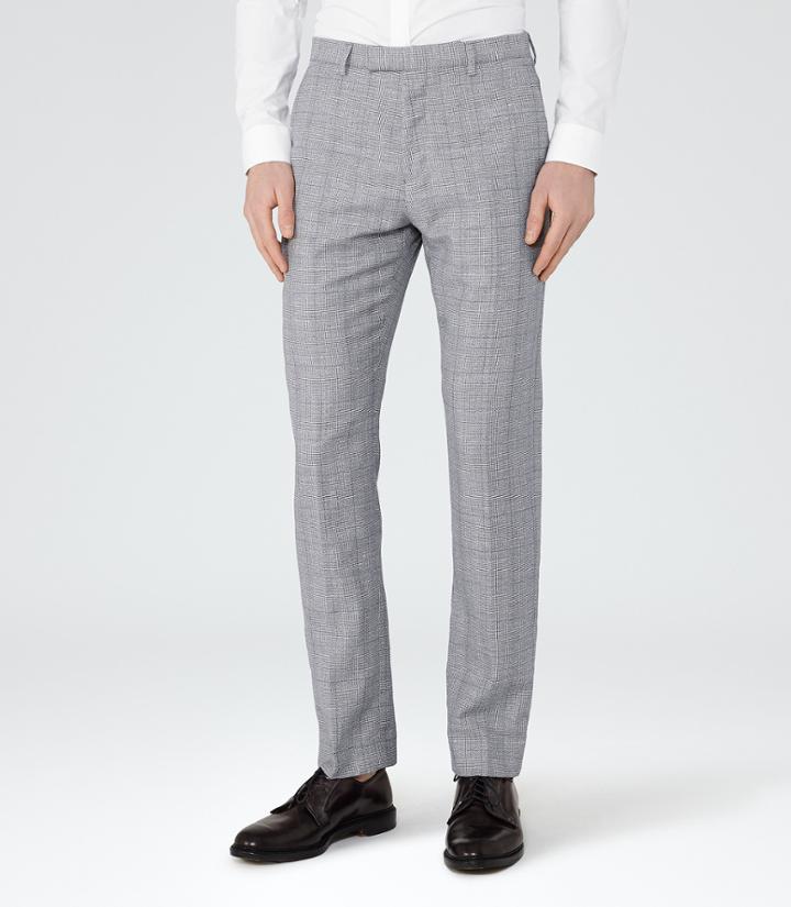 Reiss Buckingham T - Mens Check Trousers In Grey, Size 30