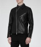 Reiss Faubourg - Mens Leather Biker Jacket In Black, Size Xs
