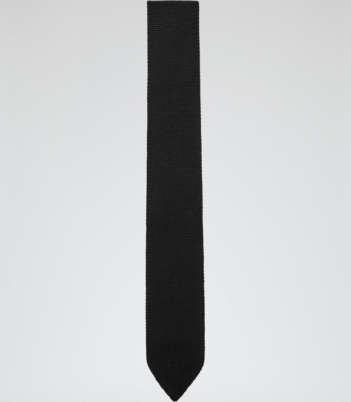 Reiss Canter - Mens Knitted Silk Tie In Black, Size One Size