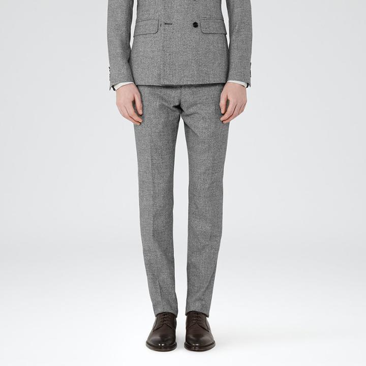 Reiss Bribe T - Mens Mottled Weave Trousers In Grey