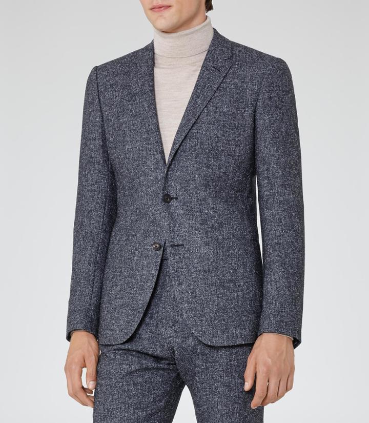 Reiss Turner B - Mens Flecked Slim Blazer In Grey, Size 38