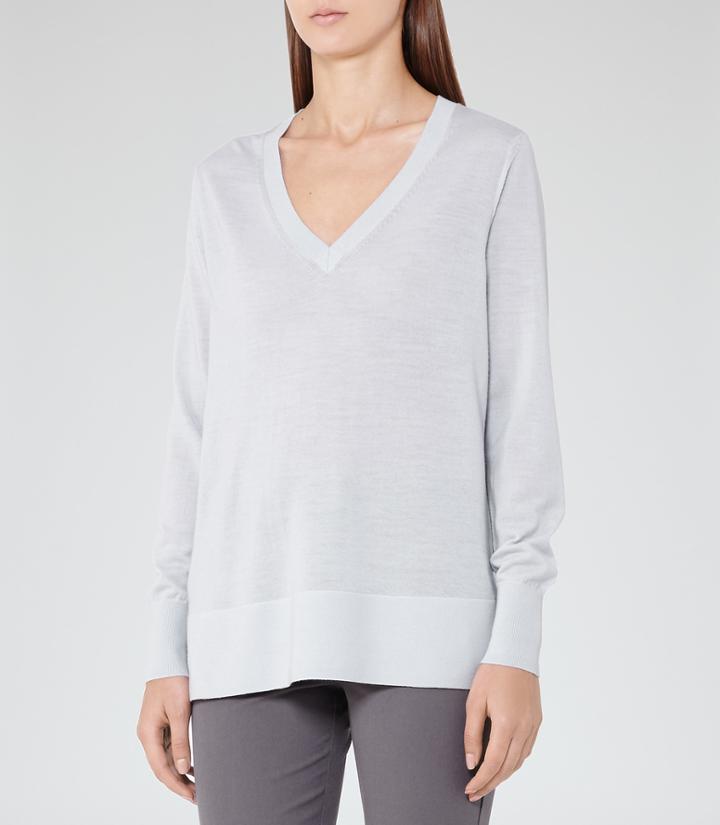 Reiss Laguna - V-neck Jumper In Blue, Womens, Size 0