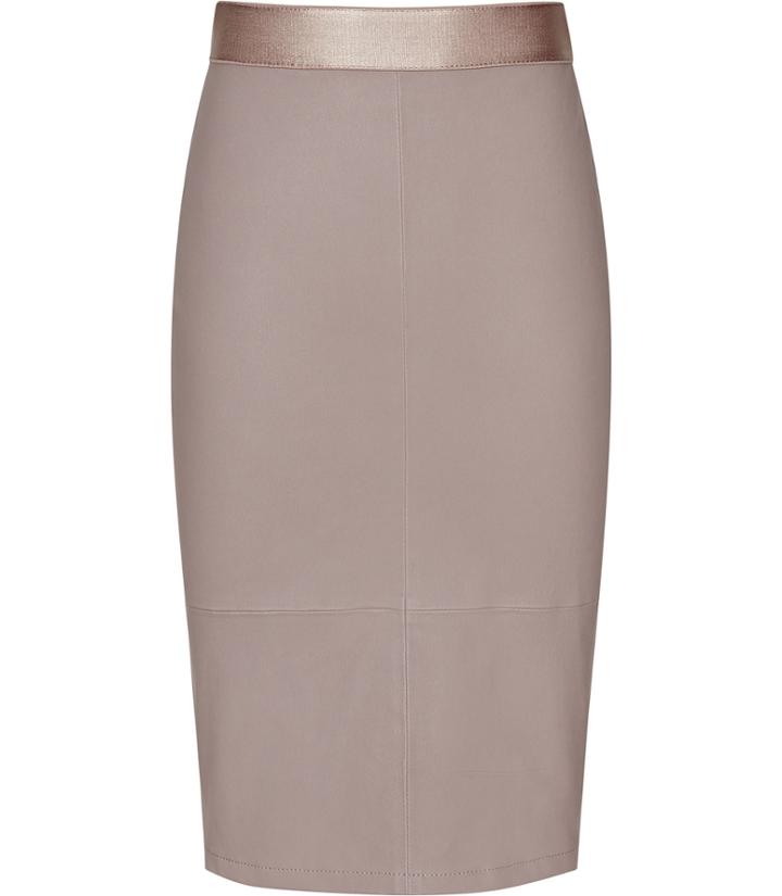 Reiss Megan - Womens Stretch-leather Pencil Skirt In Brown, Size 4