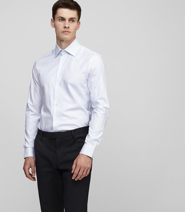 Reiss Salasi - Striped Cotton Shirt In Blue, Mens, Size S