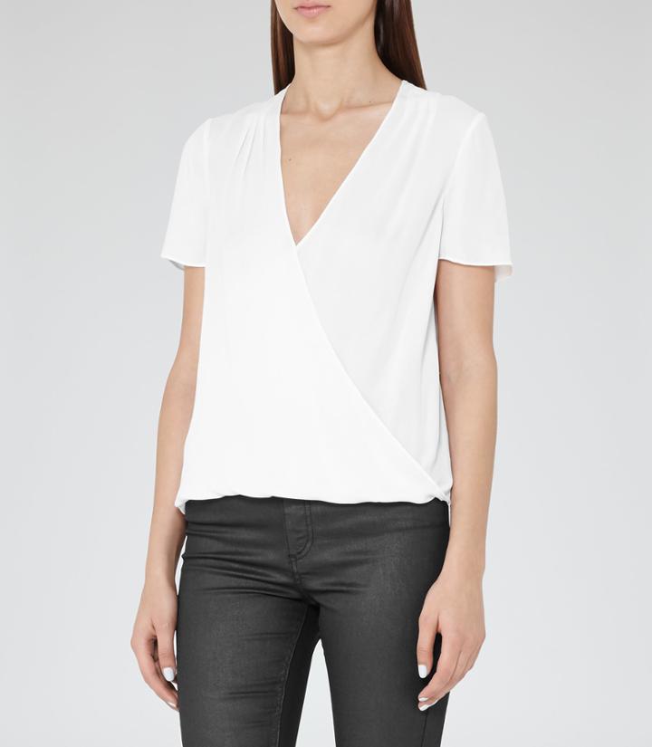 Reiss Bella - Womens Wrap Top In White, Size 6