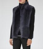 Reiss Tessa - Reversible Shearling Gilet In Blue, Womens, Size Xs