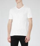 Reiss Joker - Slub V-neck T-shirt In White, Mens, Size S
