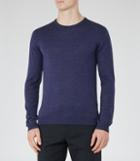 Reiss Hart - Mens Merino Crew Neck Jumper In Blue, Size L