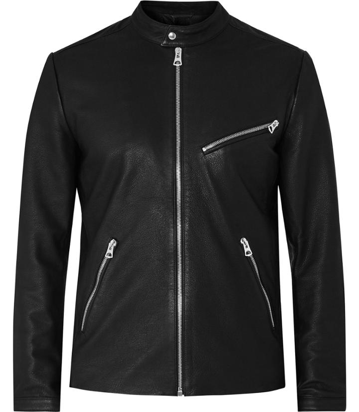 Reiss Hinde - Mens Leather Zip Jacket In Black, Size Xs