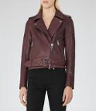 Reiss Dries - Leather Biker Jacket In Red, Womens, Size 6