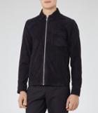 Reiss Whisper - Mens Suede Collared Jacket In Blue, Size Xs