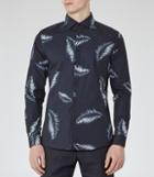 Reiss Island - Mens Palm Print Shirt In Blue, Size S