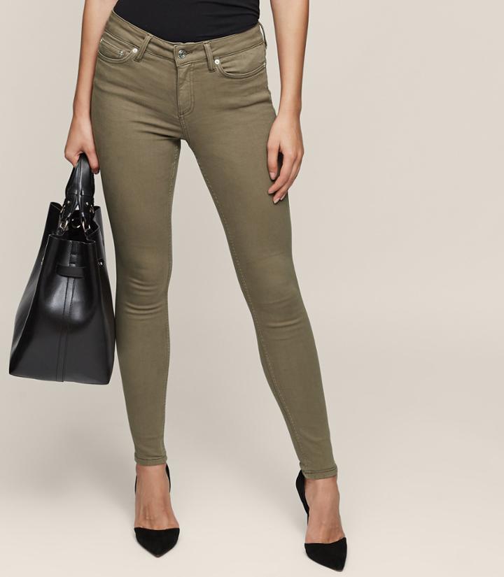 Reiss Stevie Khaki - Low-rise Skinny Jeans In Brown, Womens, Size 24