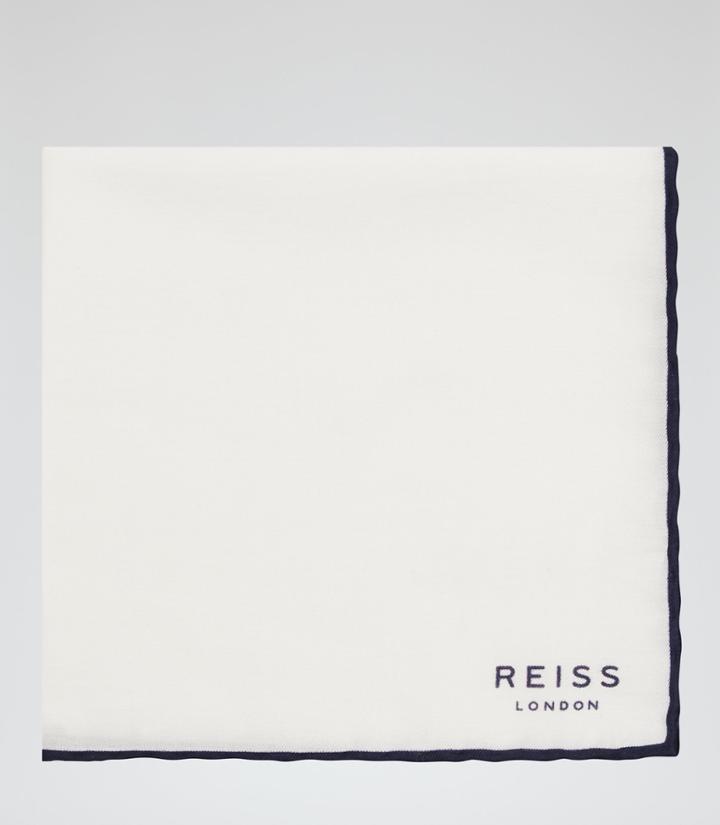 Reiss Marrs - Mens Piped Pocket Square In White, Size One Size
