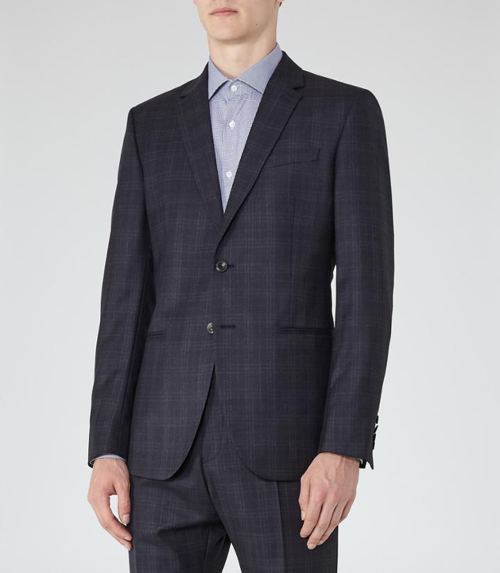 Reiss Chester B - Mens Modern-fit Wool Blazer In Blue, Size 34