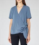 Reiss West - Womens Wrap Top In Blue, Size 4