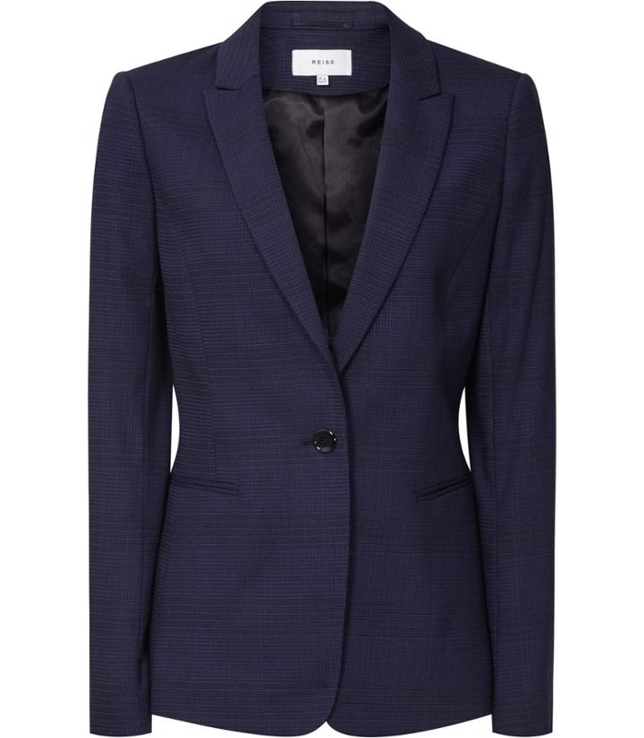 Reiss Ambra Jacket - Womens Single-breasted Blazer In Blue, Size 4