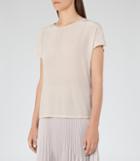 Reiss Tia - Silk Front T-shirt In Soft Yarn, Womens, Size S