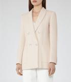 Reiss Lille - Double-breasted Blazer In White, Womens, Size 0