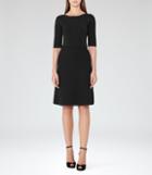 Reiss Celestia - Structured Knit Dress In Black, Womens, Size 0