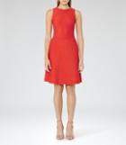 Reiss Magda - Womens Textured Fit And Flare Dress In Orange, Size 6