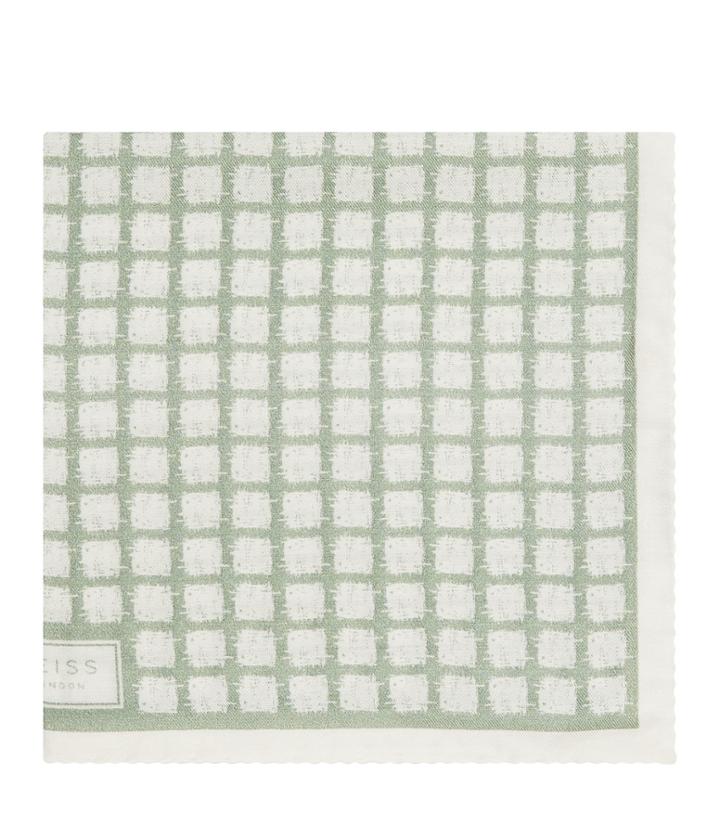 Reiss Madrid - Mens Square Print Pocket Square In Brown, Size One Size