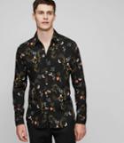 Reiss Zeeno - Floral Printed Shirt In Black, Mens, Size Xs