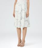 Reiss Hex - Womens Textured Midi Skirt In White, Size 4
