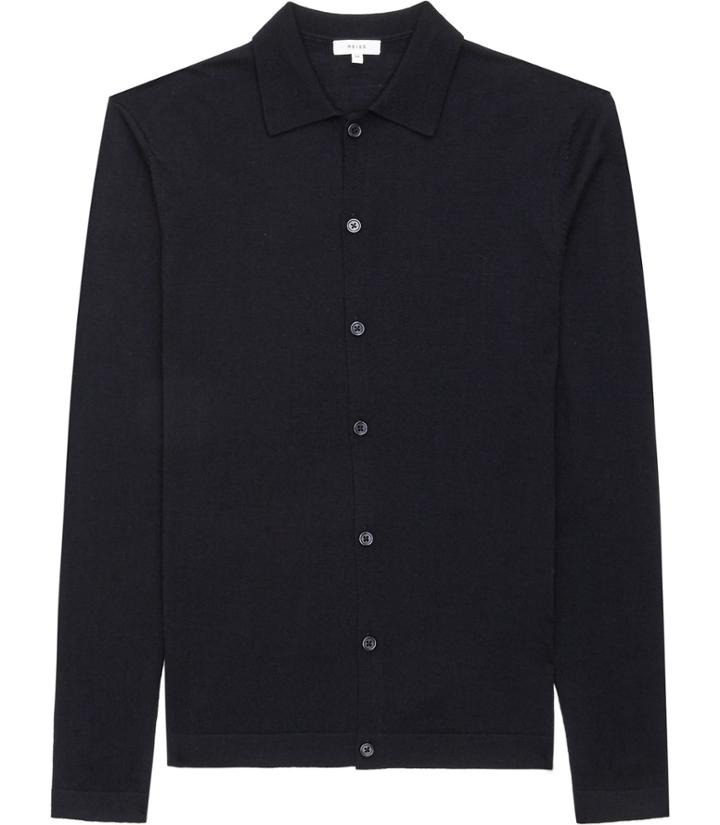 Reiss Oracle - Mens Merino Polo Shirt In Blue, Size Xs