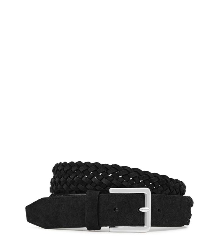 Reiss Oe Linden - Plaited Suede Belt In Black, Mens, Size 32