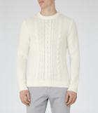 Reiss Deck - Mens Cable Knit Jumper In White, Size L