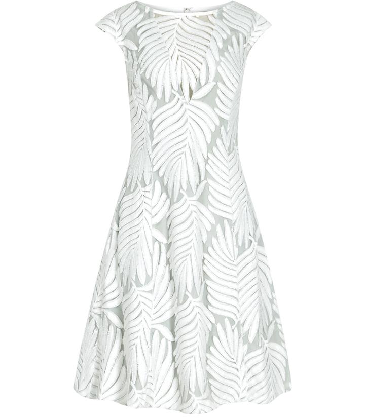 Reiss Hexa - Womens Embroidered Fit And Flare Dress In White, Size 4