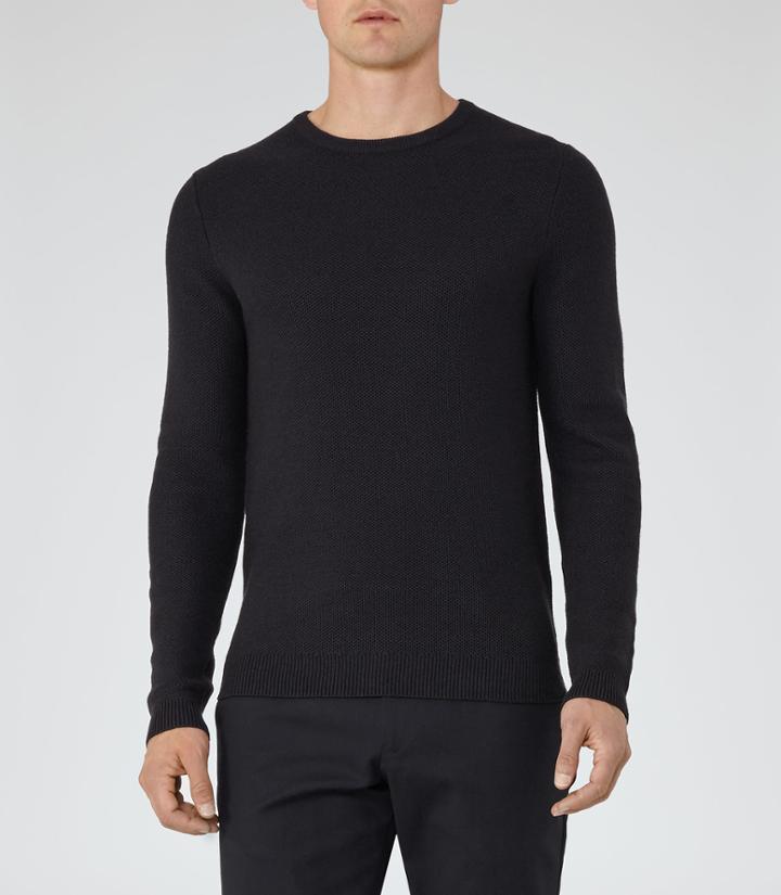 Reiss Zagger - Honeycomb Jumper In Blue, Mens, Size Xs
