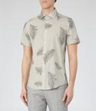 Reiss Feather - Mens Printed Short Sleeve Shirt In Brown, Size S