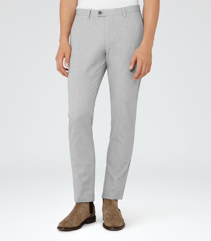 Reiss Horatio - Mens Flannel Cotton Trousers In Grey, Size 30