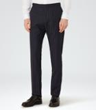 Reiss Grove T - Mens Pinstripe Wool Trousers In Blue, Size 28