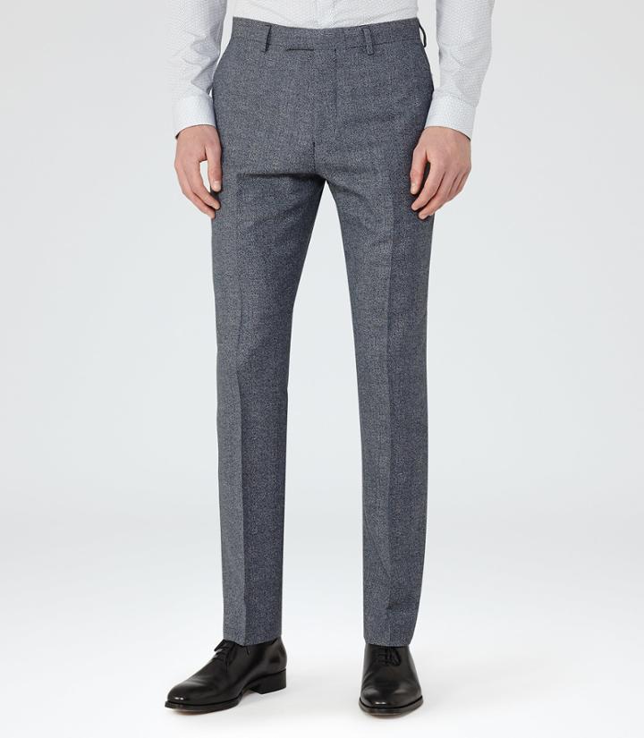 Reiss Morrow T - Mens Wool Slim Trousers In Blue, Size 30