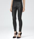 Reiss Carrie - Womens Leather Leggings In Black, Size 6