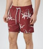 Reiss Smoke - Mens Floral Swim Shorts In Red, Size Xs