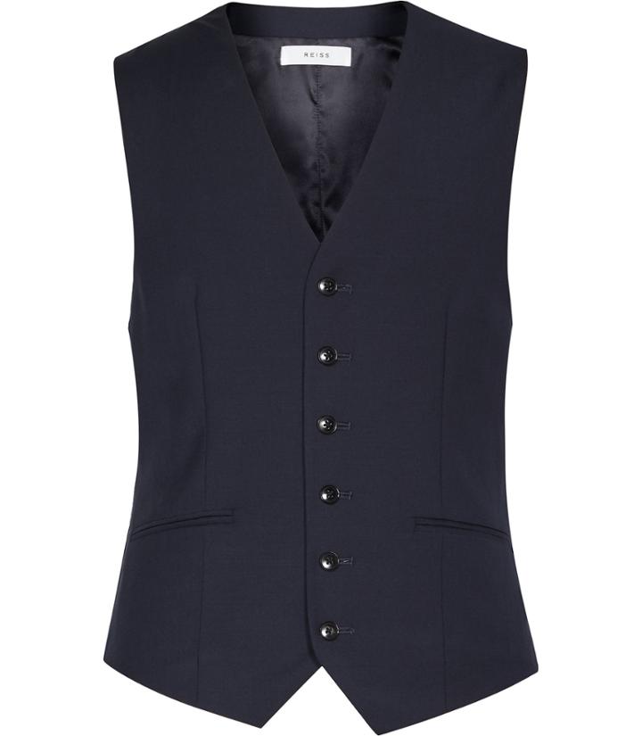 Reiss George W - Mens Slim-fit Waistcoat In Blue, Size 36