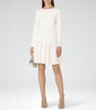 Reiss Agnes - Womens Drop-waist Jersey Dress In White, Size 8