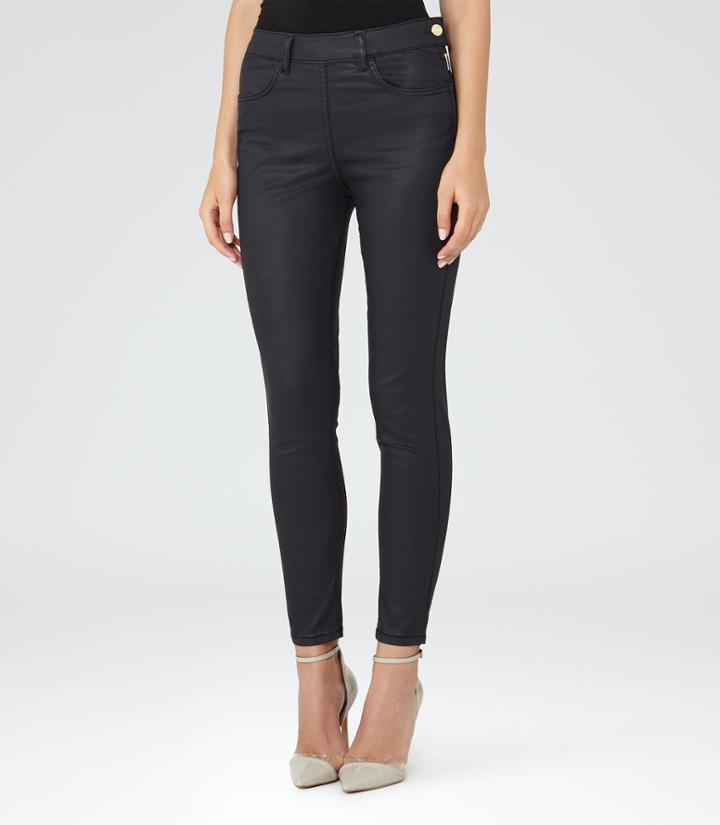Reiss Hedy Coated - Womens Coated Cropped Jeans In Blue, Size 25