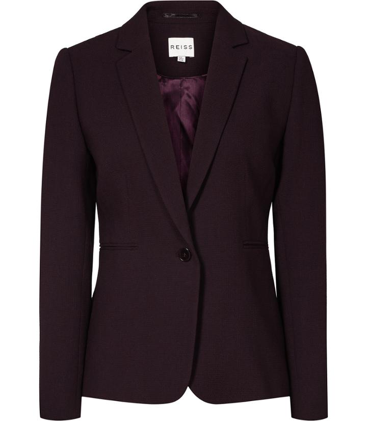 Reiss Camila Jacket - Womens Textured Blazer In Blue, Size 4